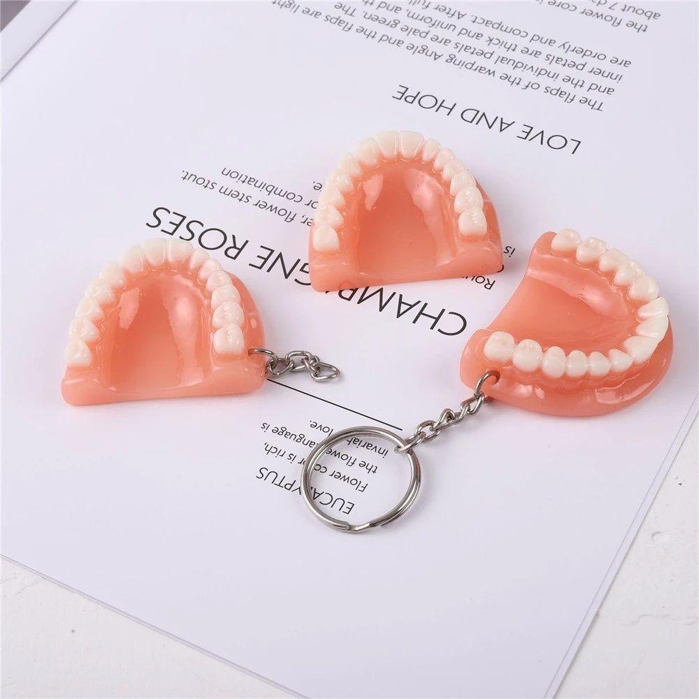 Lanfy Tooth Key Chain Dental Decoration Simulasi Kreatif Resin Bentuk Gigi Gigi Palsu Key Chain