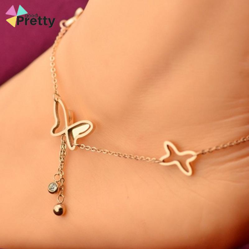 Fashion Gelang Kaki Dan Tangan Rantai Alloy Ala Korea Dengan Liontin Butterfly Kupu-kupu - PD