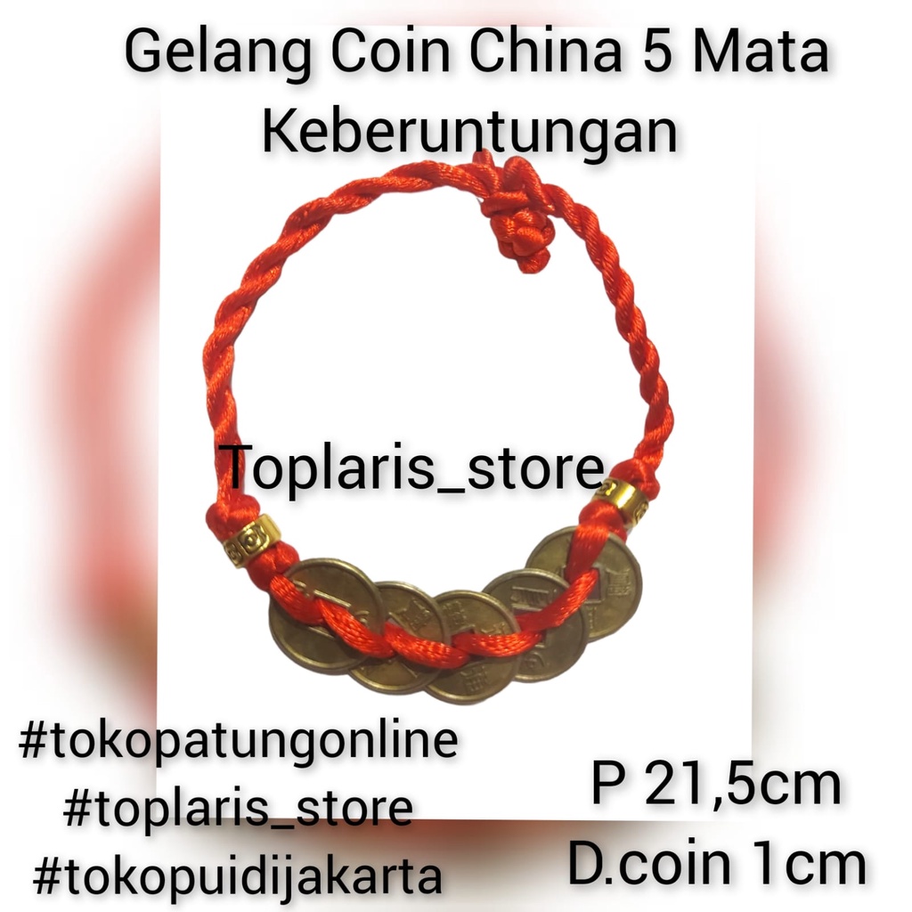 Gelang Koin China 5 Mata Keberuntungan Fengshui