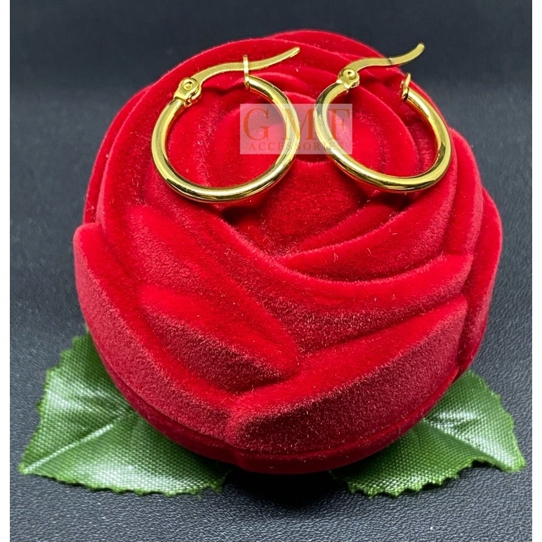 Anting Titanium Bulat Hoop Warna Emas Anting Gipsy Anti Karat Stainless Steel-2cm