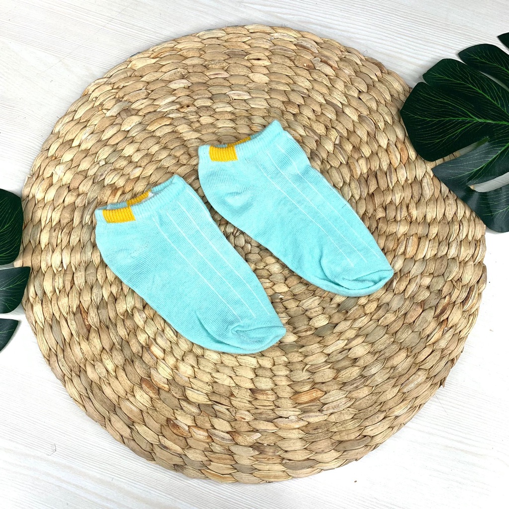 HC Kaos Kaki Polos 2 Warna Garis Pendek Semata Kaki Kaos Kaki Polos Fashion Ankle Cute Import-HC3275 TOSCA