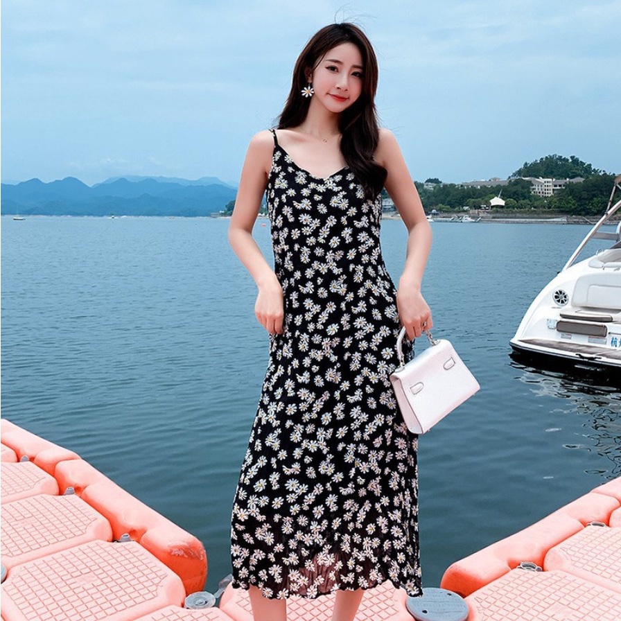 BEFAST - ZEC OOTD Dress Wanita JIYEON / Dress Korea Flora / Dress Motif Daisy /Dress Wanita Kekinian / Dress Ke Pantai