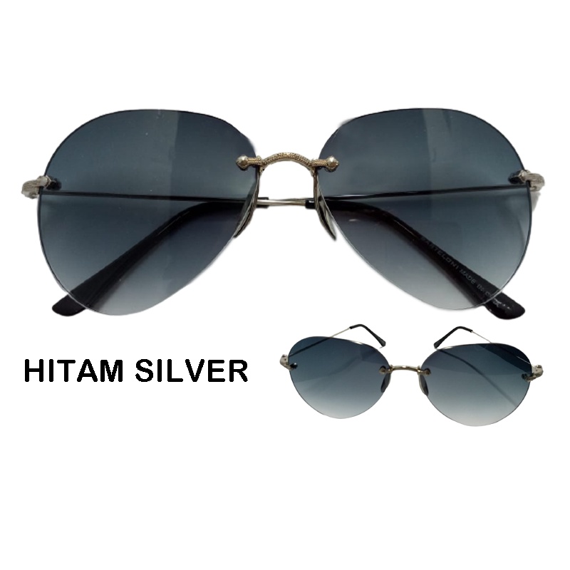 【TERSEDIA &amp; COD】Kacamata wanita tak berbingkai Kacamata hitam model Rimless Kacamata poligon sunglasses UV400 Anti UV Ptotrction