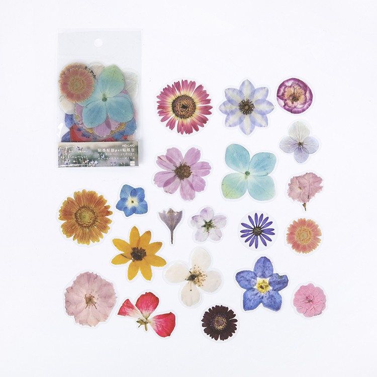 Journamm 40pcs Plant Flowers Maple Leaf Mushroom Kawaii Stickers Deco Scrapbooking Planner Japanese Kawaii Decorative Stationery-Sky petals