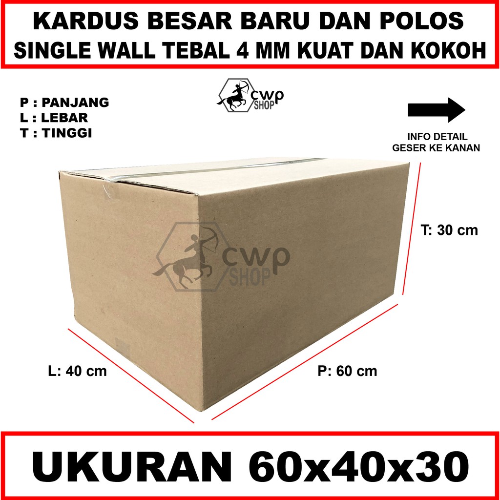 Kardus Box Besar Polos Uk 60x40x30cm