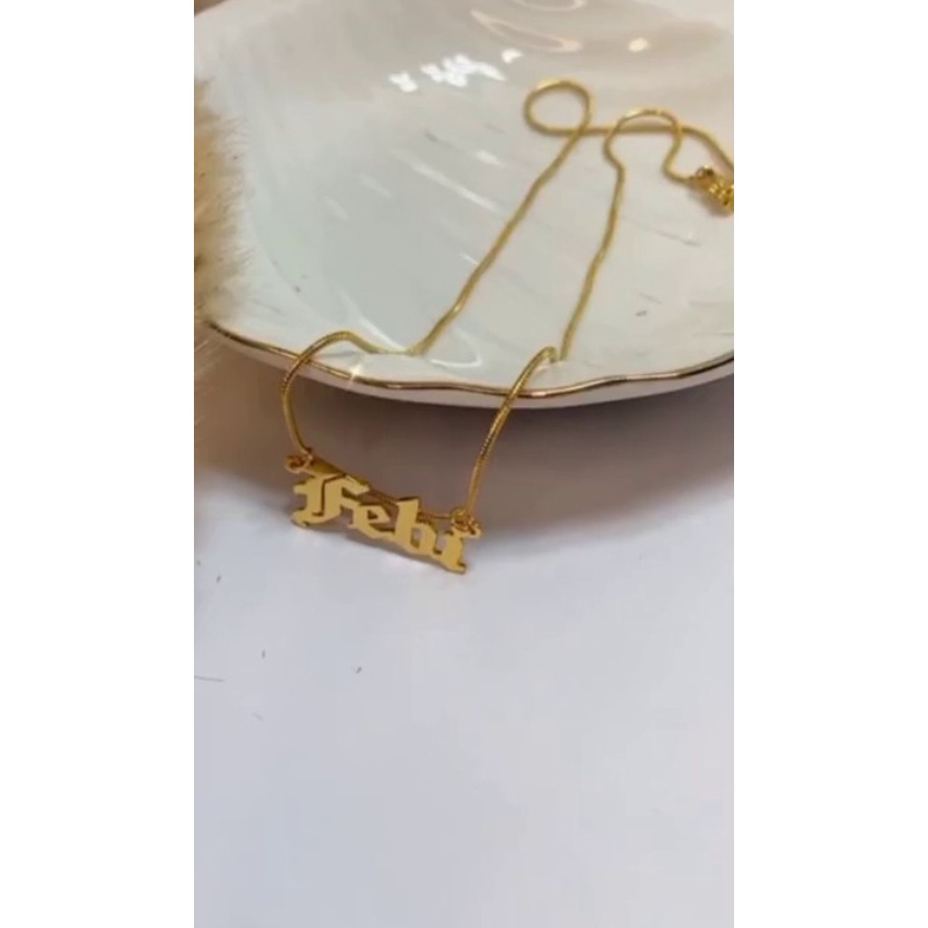 TAMBANG EMAS// Kalung Rangka Titanium / kalung anak custom emas mutiara