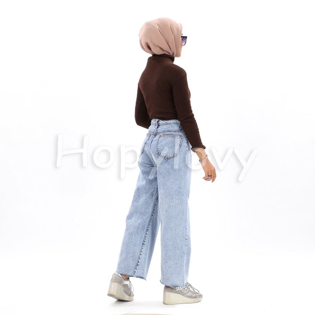 HOPYLOVY - Celana Boyfriend Jeans Wanita Model Kulot BF Acacia