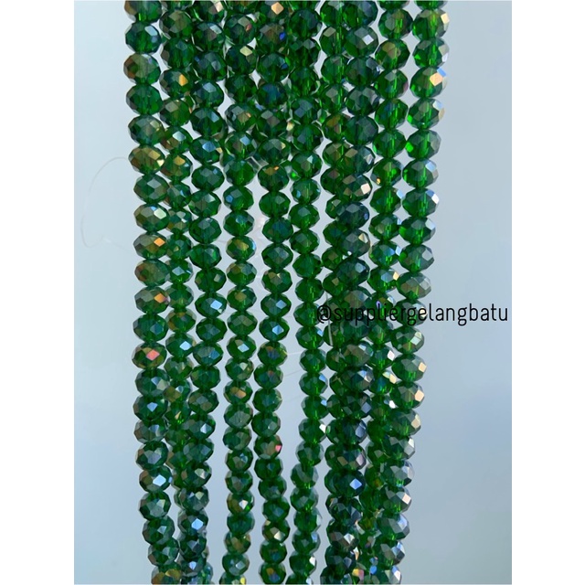 Kristal Ceko 8mm green quartz metallic bahan hijau kuarsa AB metalik