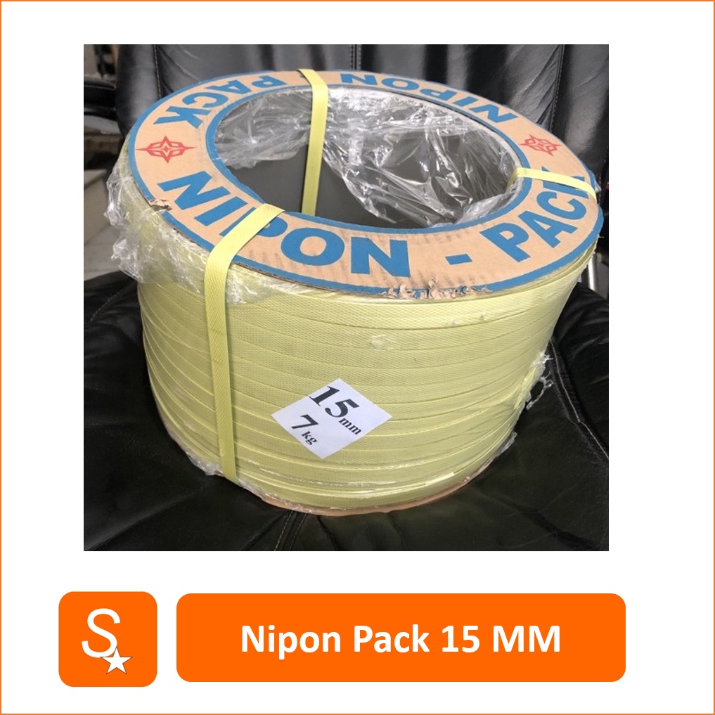 

Nipon Pack Strapping Band 15 MM - 7 kg / Tali Packing Kuning Klem