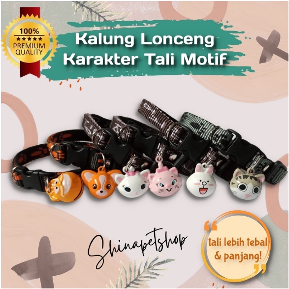 Kalung Kucing Lonceng Karakter Tali Motif