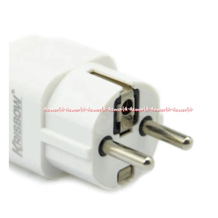 Krisbow Steker Arde Adaptor Travel Tanpa Switch Tanpa Tombol Merah Putih White Ground Plug Travel Adapter Alat Sambung Pencocok yang Dipasang Pada Ujung Kabel Listrik Colokan