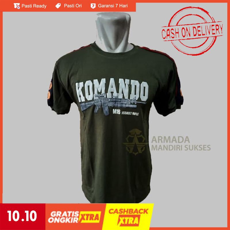 Kaos Kombinasi Komando Hijau l Baju Pria Komando