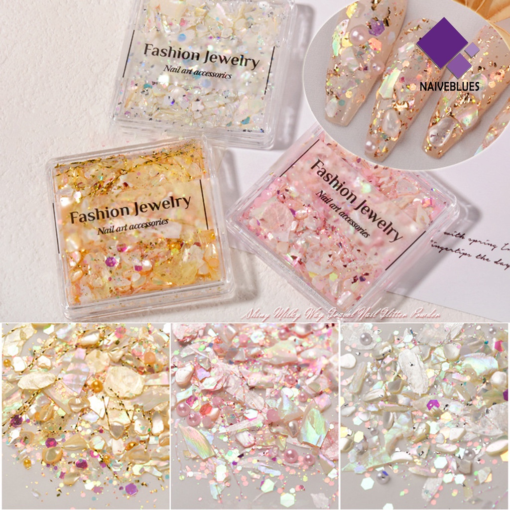Naiveblue 1 Kotak Payet Kuku Ultra Tipis Efek Visual Berkilau Untuk Nail Art DIY