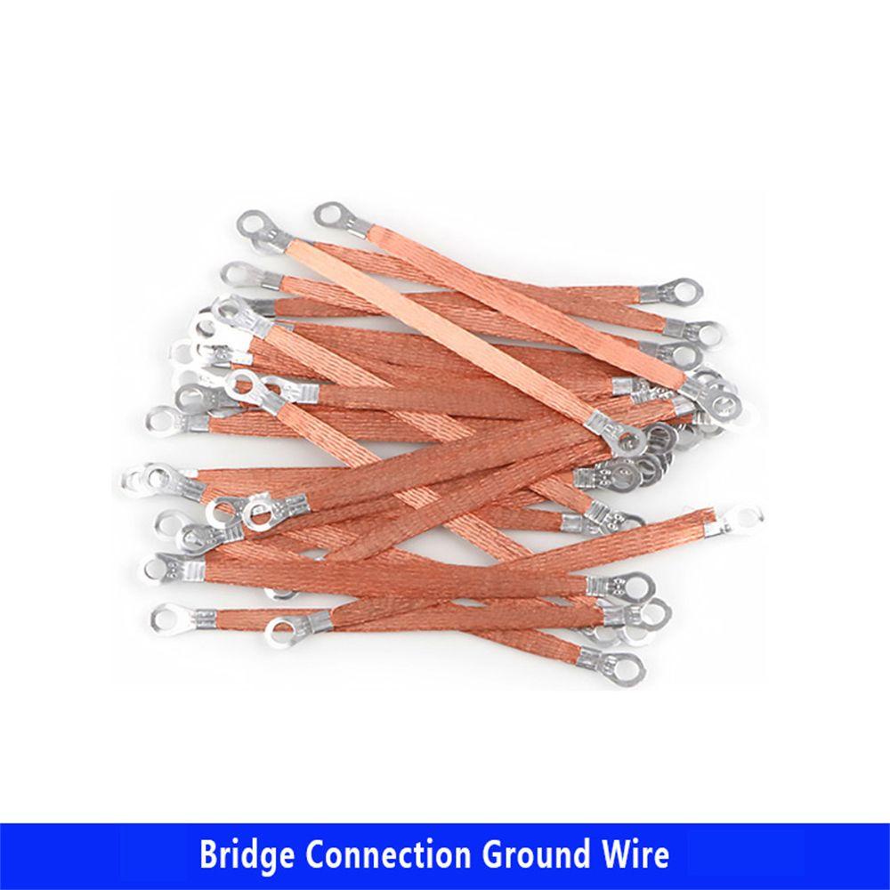 Populer 100Pcs Sambungan Jembatan Kawat Arde 100 Pcs Braided Grounding Cable Soft Sambungan Lubang Tembaga Clad Aluminium