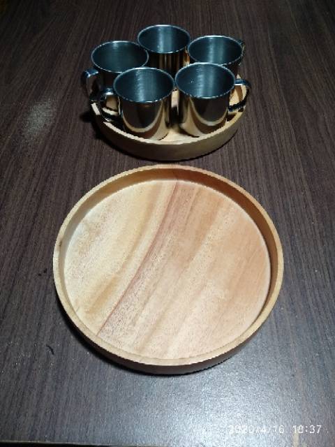 Baki Kayu Bulat / Nampan Kayu / Tray Kayu / Round Tray Diameter 20 cm