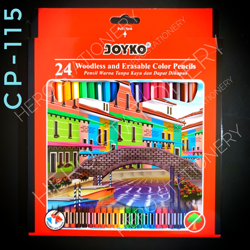 

Pensil warna bisa dihapus erasable dengan penghapus joyko 24 warna CP-115