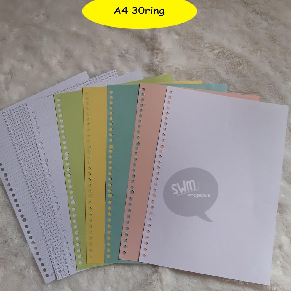 

➱Best Product➱ A4 30ring - isi binder refill loose leaf kertas file filler color warna polos bergaris kotak titik 66 ➱