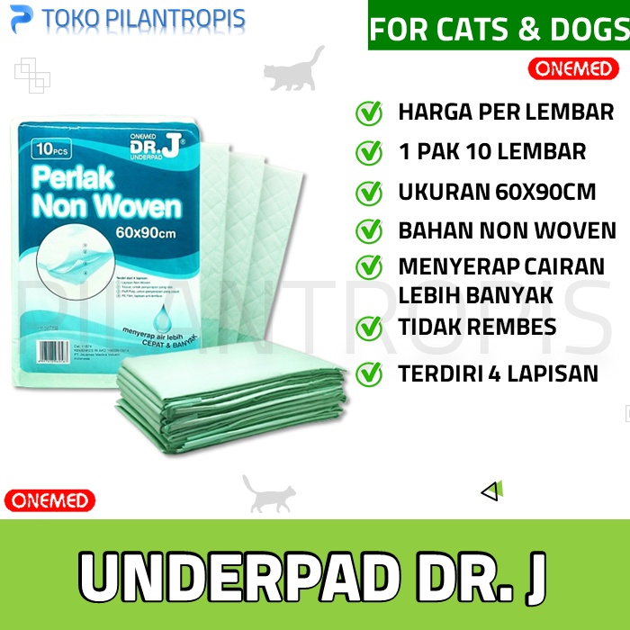 UNDERPAD DR J KUCING ANJING NON WOVEN PET TOILET TRAINING PEE PAD PERLAK TATAKAN ALAS PIPIS KUCING ANJING 60X90 CM