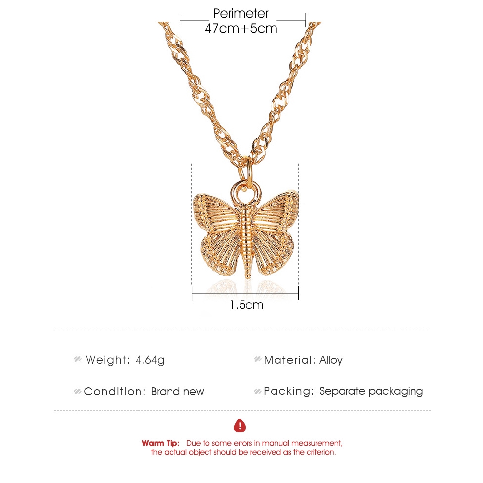 Fashion Kalung Kupu-kupu Kalung Logam Sederhana Musim Panas Wanita Liar Rantai Klavikula