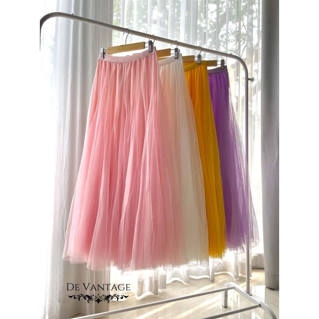 Rok Tutu Panjang / Rok Maxi Polos / Plain Tulle Skirt