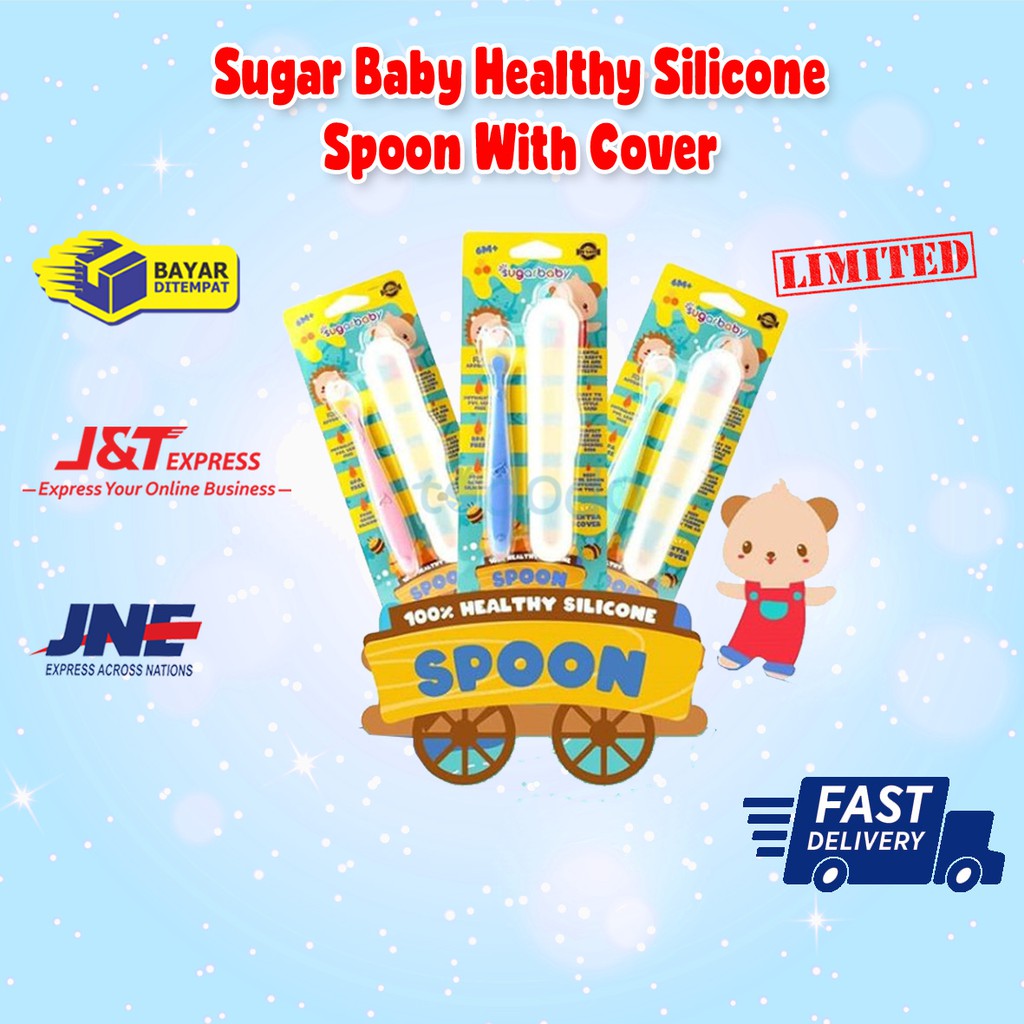 Sugar Baby Healthy Silicone Spoon With Cover / Sendok Makan