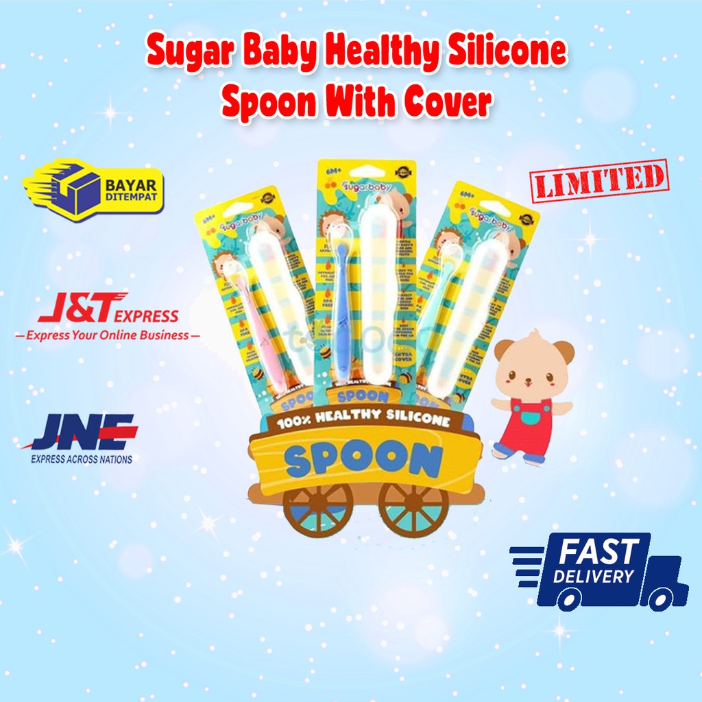 Sugar Baby Healthy Silicone Spoon With Cover / Sendok Makan