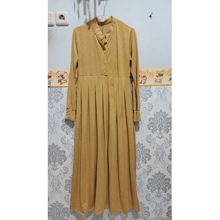 Dress Gamis Yellow maxi polos by irene hijab