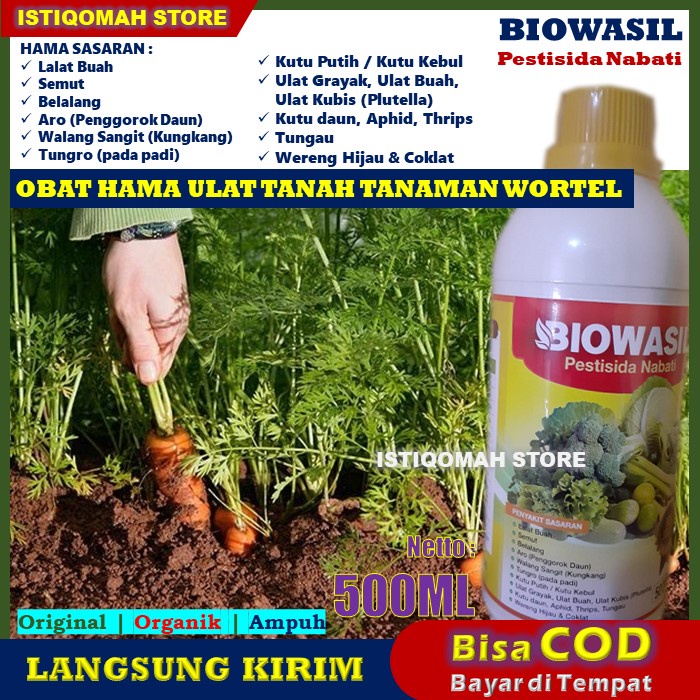 BIOWASIL 500ml Pestisida Nabati Obat Pembasmi Hama Ulat Tanah Tanaman Wortel, Ulat Grayak, Ulat Buah