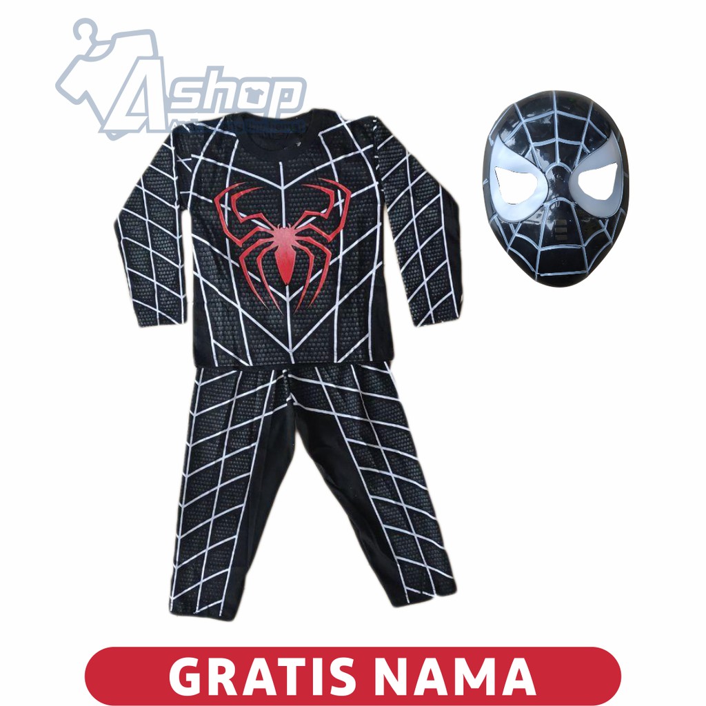 Kostum Spiderman Hitam Bertopeng