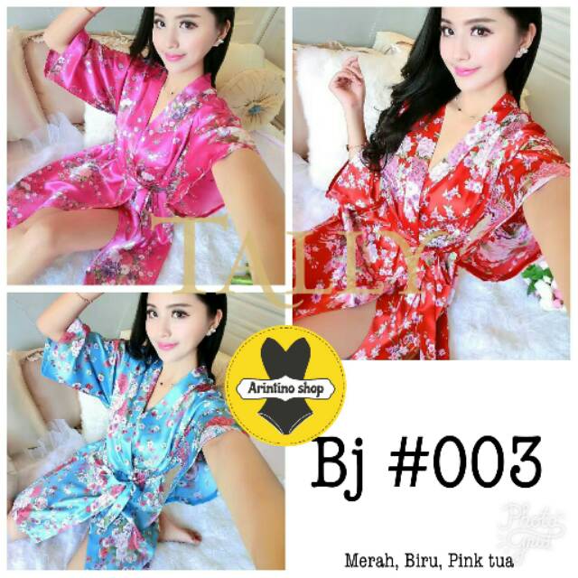 Kimono Tally Bj 003 Lingerie | Baju Tidur Satin Motif | Baju Tidur Wanita Dewasa |