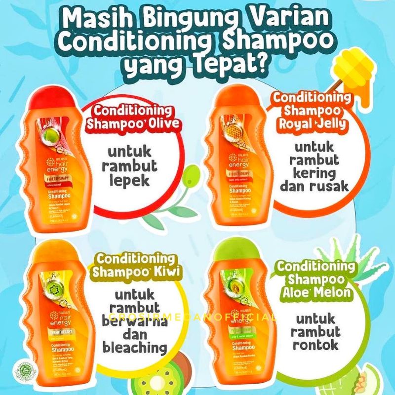 MAKARIZO SAMPO BOTOL 170 DAN 330 ML - HAIR ENERGY CONDITIONING SHAMPOO - RAMBUT SEHAT HALUS LEMBUT MUDAH DIATUR