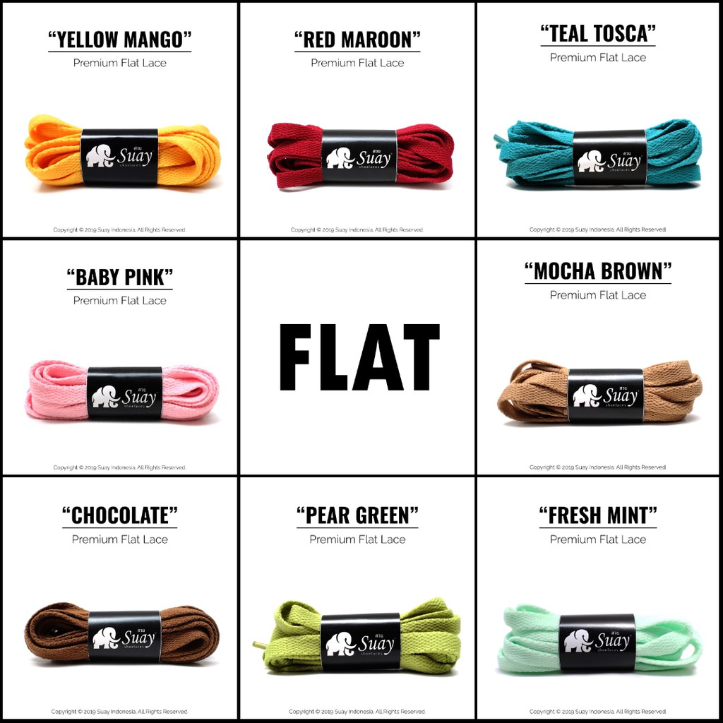 TALI SEPATU Sneaker Warna Warni Gepeng (FLAT) Panjang 115cm Suay Premium Shoelace SURABAYA-1