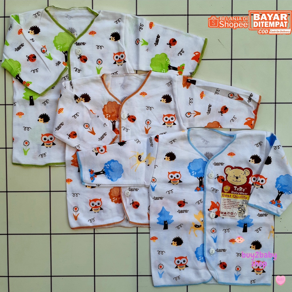 Baju bayi piyama panjang Tara Animal &amp; Fruit Series 0-3 Bulan 3 PCS