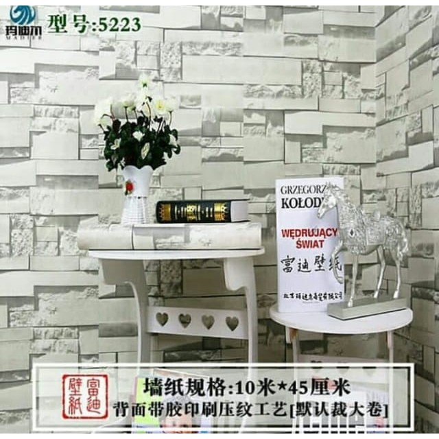 Wallpaper Dinding Murah / Wallpaper Sticker Motif Batu Alam Abu 45cm x 9-10m