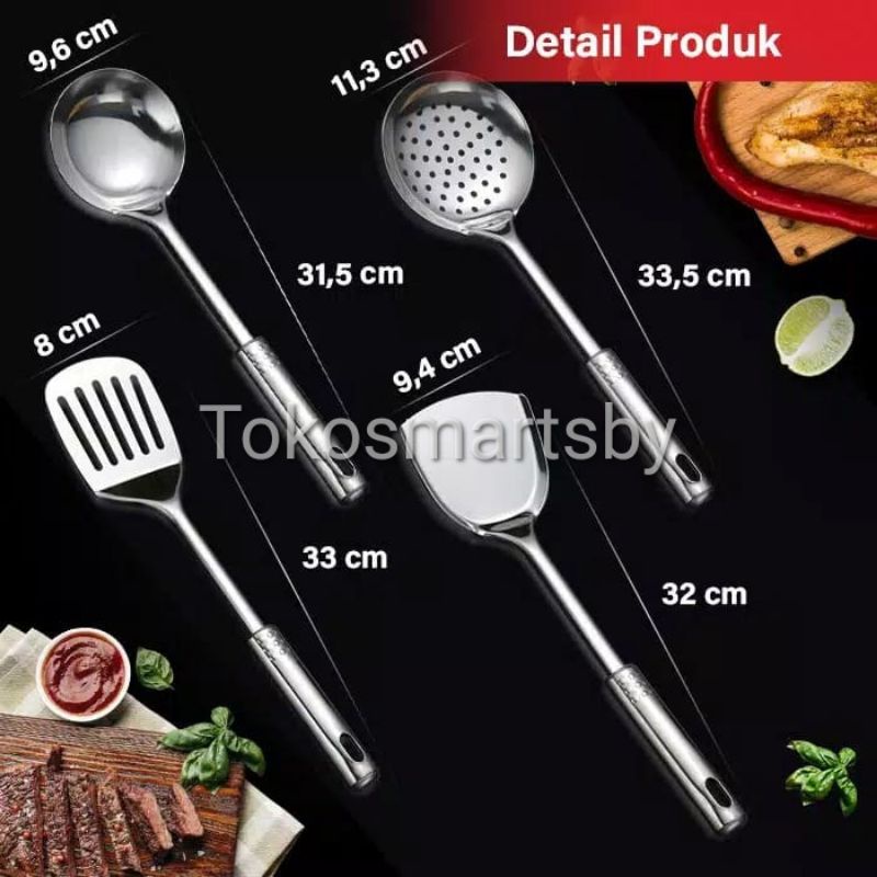 Spatula Set isi 4 pcs Spatula Sutil Stainless Steel Bisa Beli Satuan