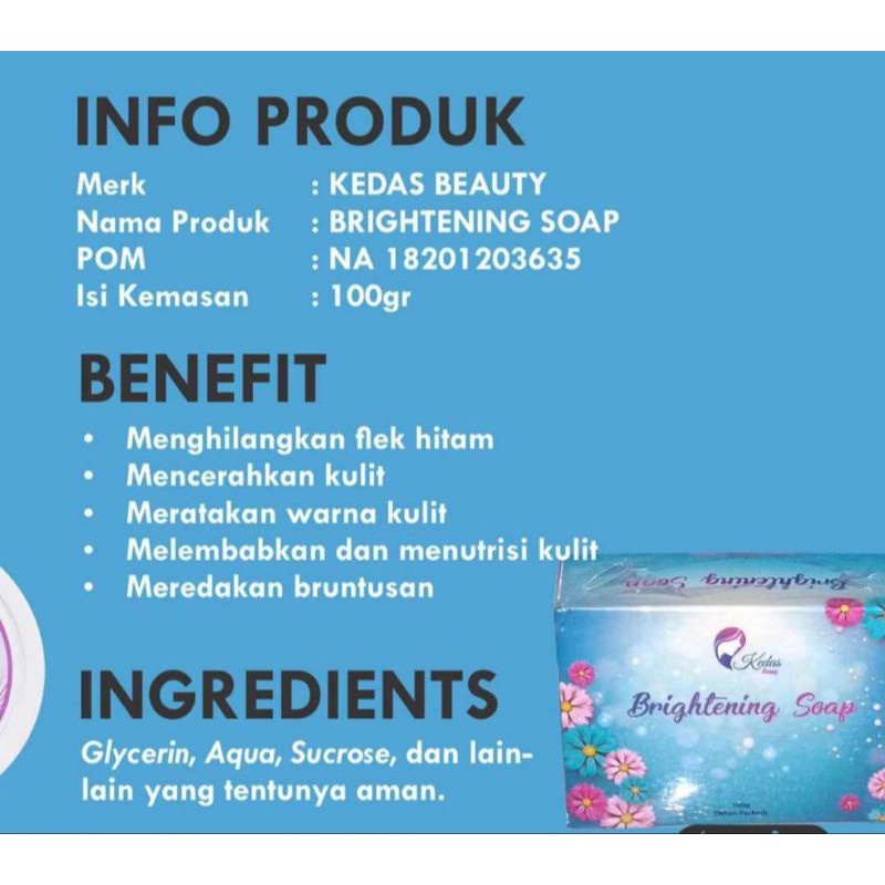 Sabun Mencerahkan Kulit Kedas Beauty Soap Kades - Sabun kedes BPOM ORI-3