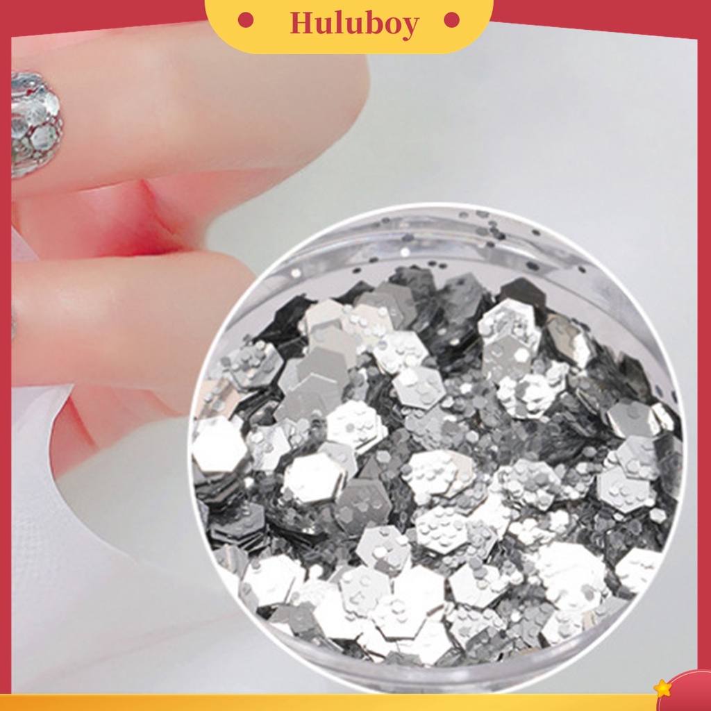 Huluboy Huluboy♡ 2pcs / Set Sequin Glitter Bentuk Hexagon Warna-Warni Untuk Dekorasi Nail Art