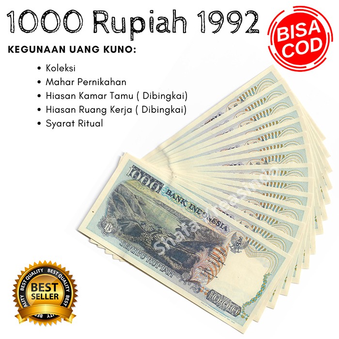 Uang asli Uang Kuno Uang mahar Uang kertas uang langka Uang kuno rupiah 1000 Rupiah kertas 1992