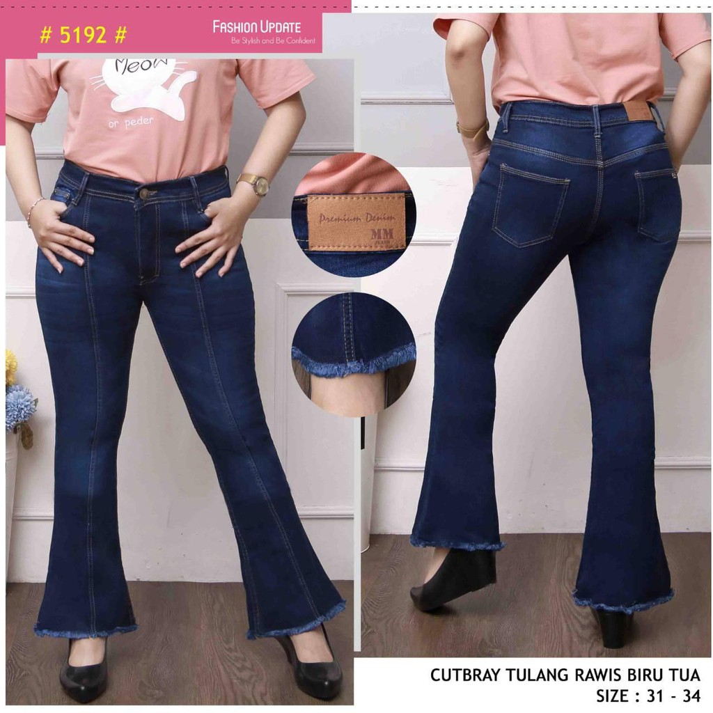 Celana Panjang Jeans Wanita Cutbray Tulang Rawis 27-30 31-34 Bisa Bayar Ditempat(COD)