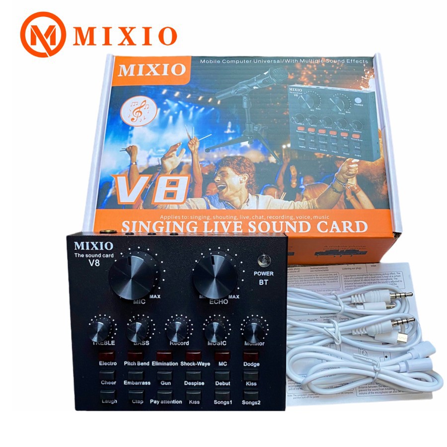 MIXIO Sound Card V8 Mixer External Soundcard V8 USB Audio Live