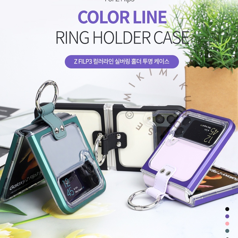 OFFICIAL KOREA Galaxy Z Flip 3 Metal Color Line Silver Ring Bumper Case KOREAN CASING ZFLIP3 SAMSUNG