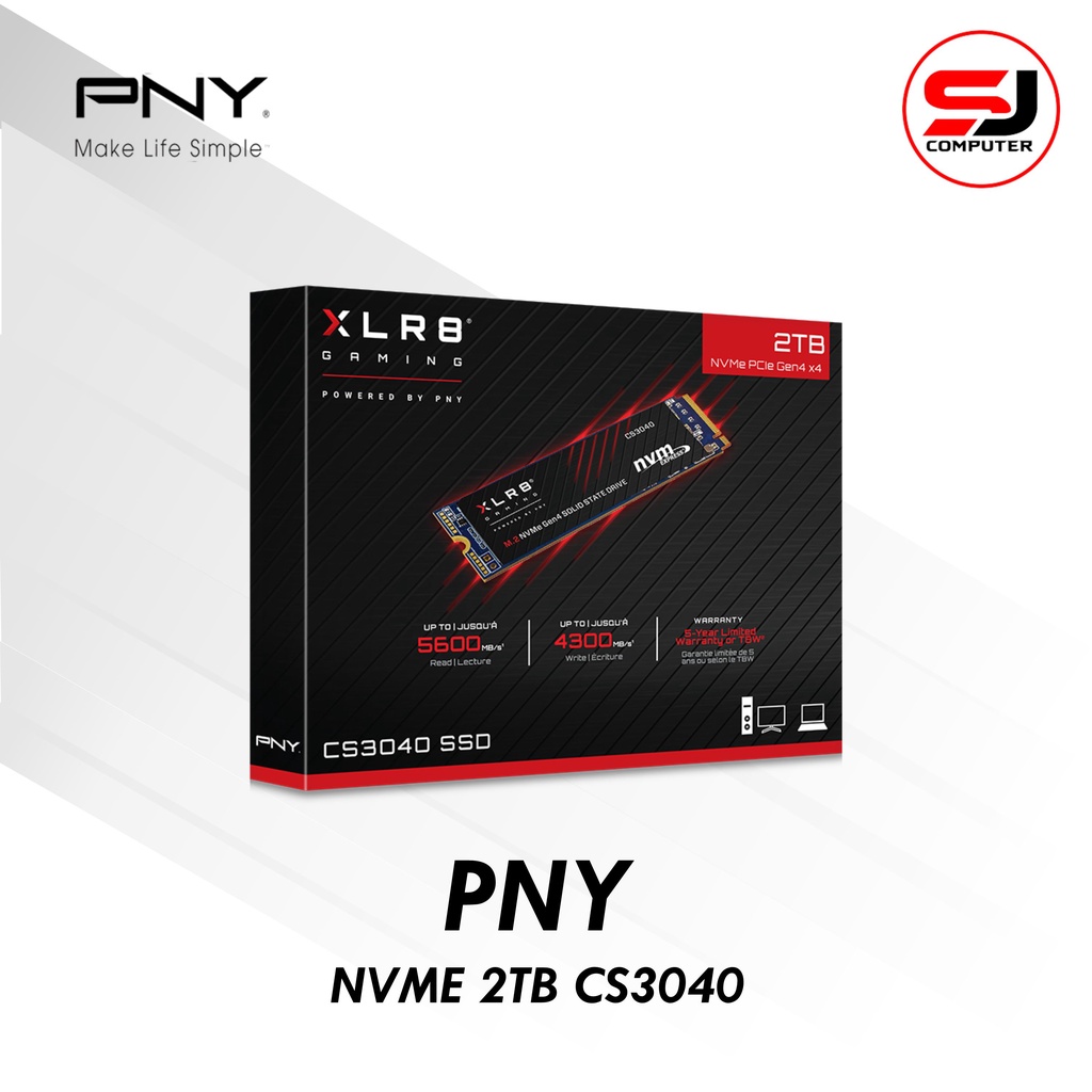 PNY NVME SSD 2TB M.2 PCIE GEN4 X4 R 5600MB/s W 4300MB/s XLR8 CS3040