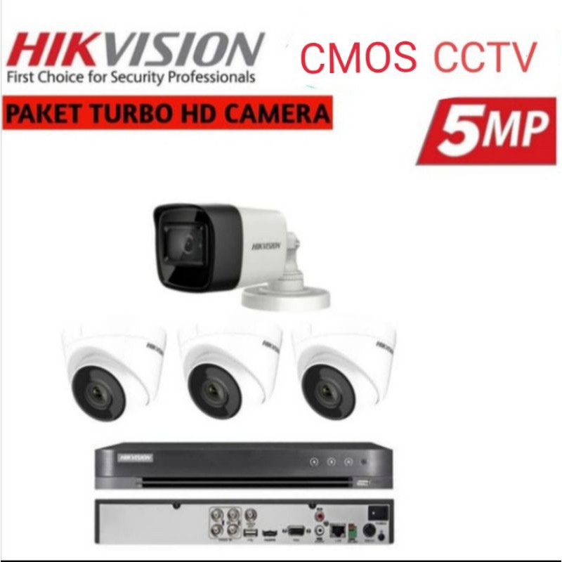 PAKET CCTV HIKVISION 5MP 4 CHANNEL 4 CAMERA TURBO HD 2560P HDD 320GB