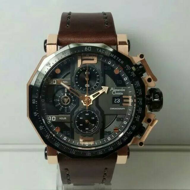 JAM TANGAN PRIA ALEXANDRE CHRISTIE AC 6373 BLACK ROSEGOLD