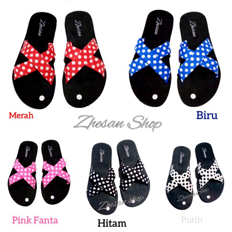 Sandal Wanita Sendal Wanita Tali Silang Polkadot