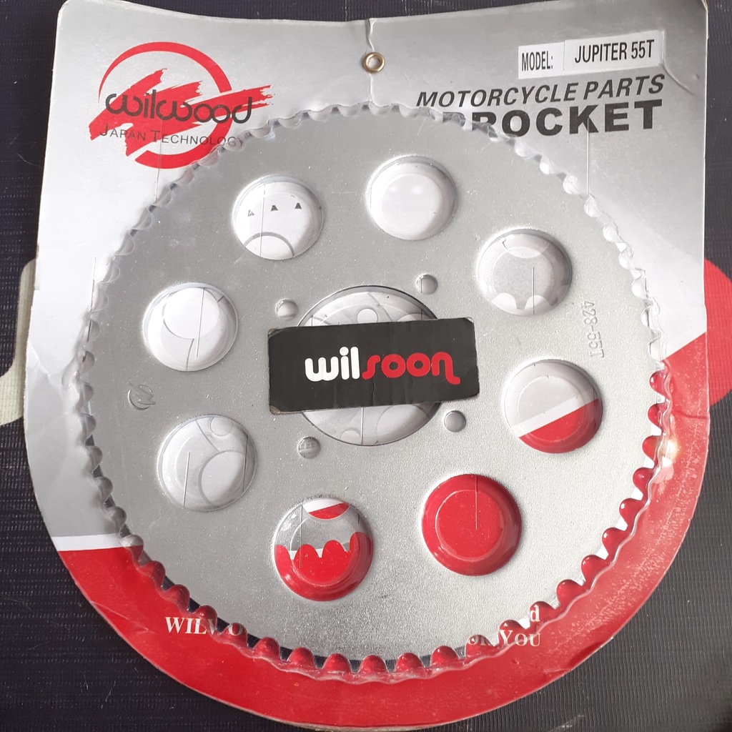 Gir Gear Belakang / Rear Sprocket 428-55T Yamaha Jupiter Z / F1ZR / RX King / Vega Wilwood Chrome