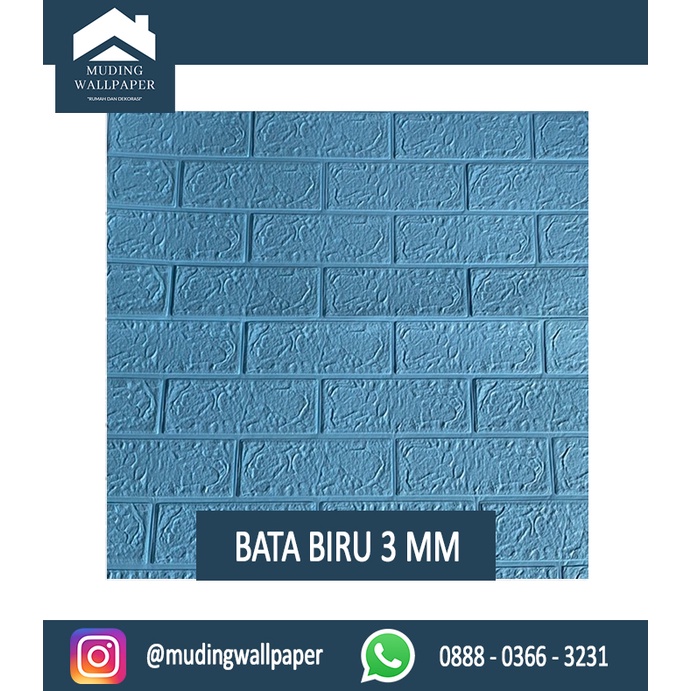 Wallpaper Bata Putih 3D Foam 77 x 70 cm-Bata Biru 3 MM