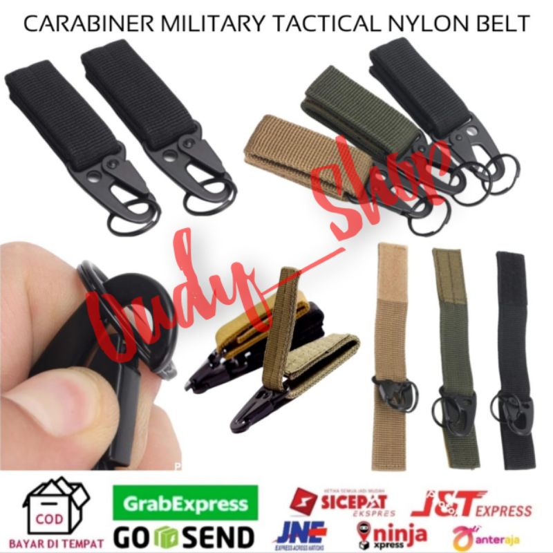 Carabiner Military Tactical Nylon Belt Quickdraw Karabiner asesoris gantungan kunci