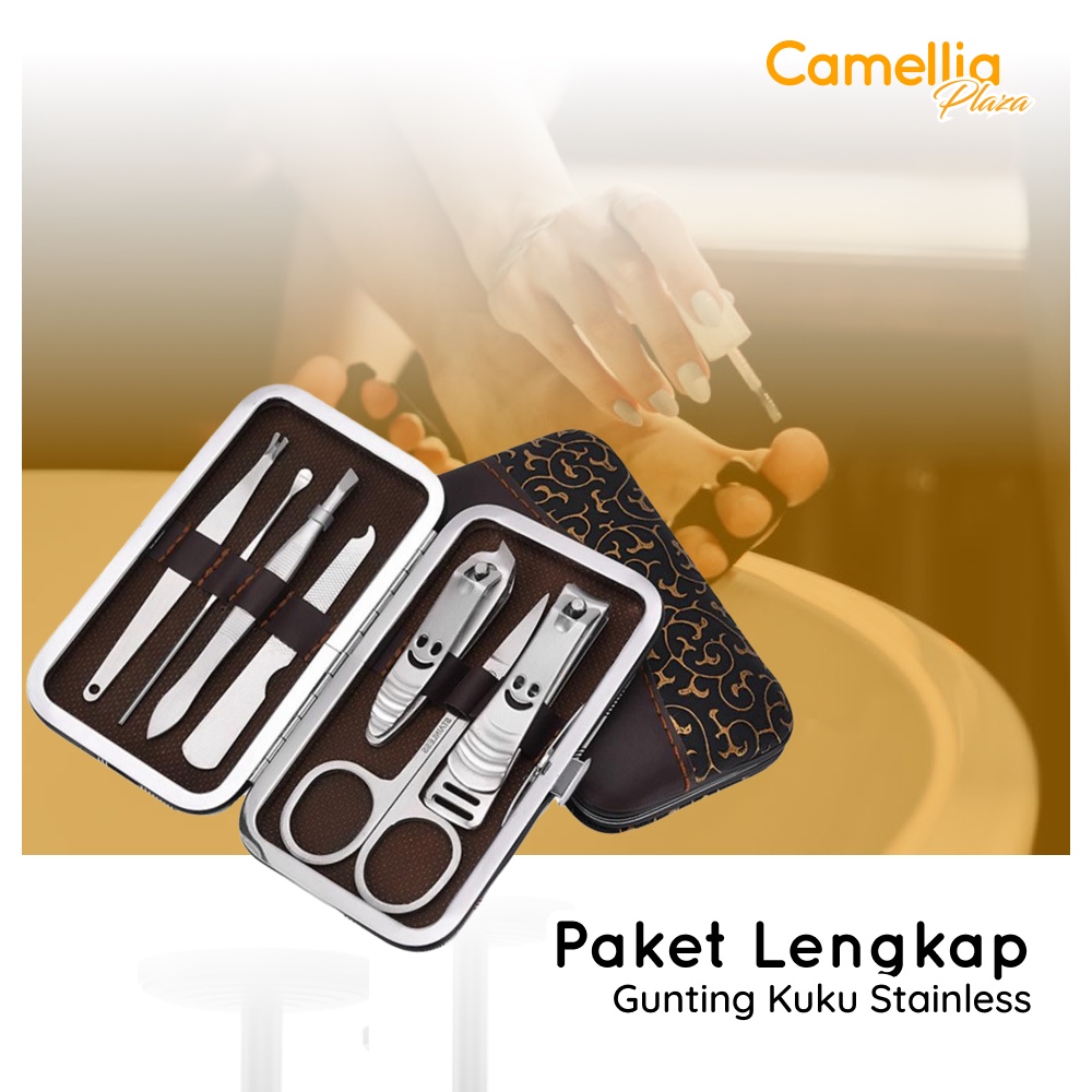 Paket Lengkap Gunting Kuku Stainless Alat Menicure Pedicure Pinset Set Pembersih Telinga dengan Box