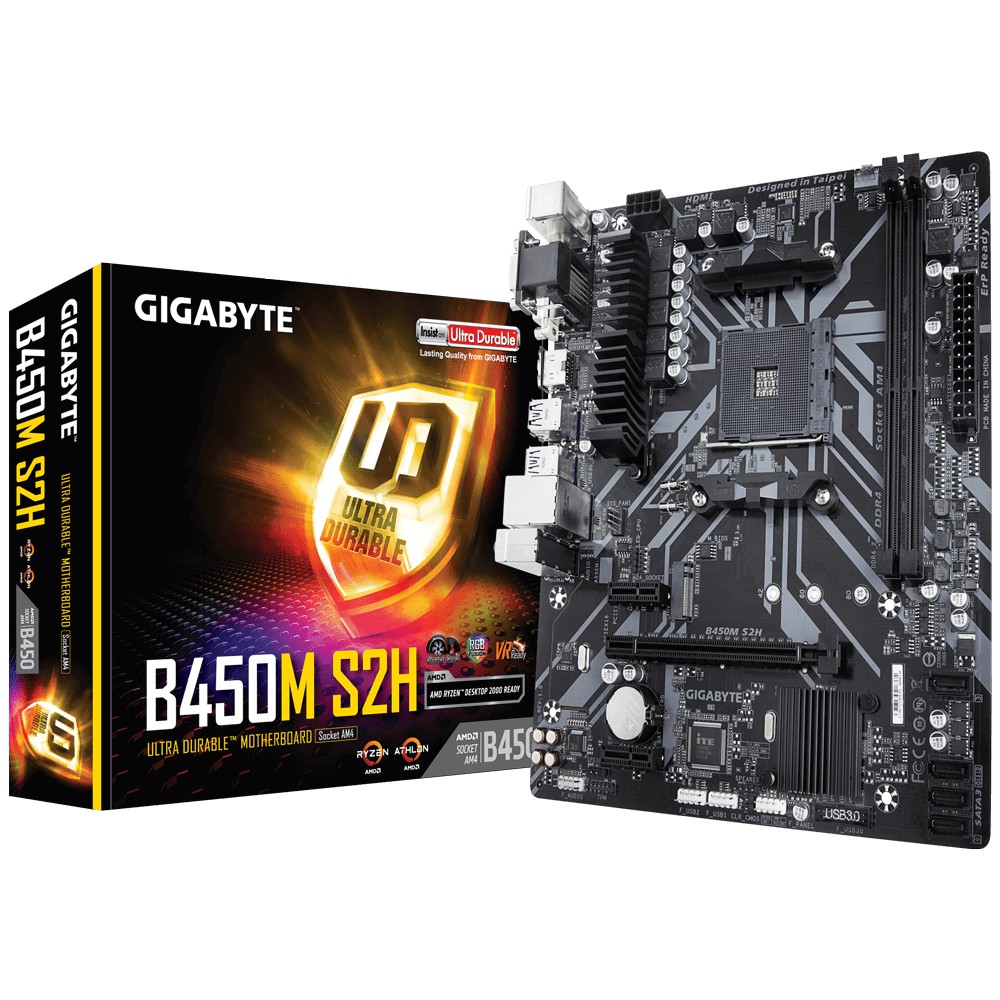 Gigabyte Mainboard  B450M-S2H AMD (Socket AM4 DDR4 HDMI DVI-D D-SUB ONBOARD VGA)